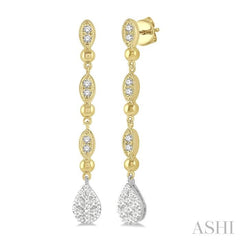 1/2 Ctw Pear & Marquise Lovebright Round Cut Diamond Earrings in 14K Yellow and White Gold