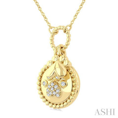 1/8 Ctw Medallion Dog Paw Charm Round Cut Diamond Fashion Pendant With Chain in 10K Yellow Gold