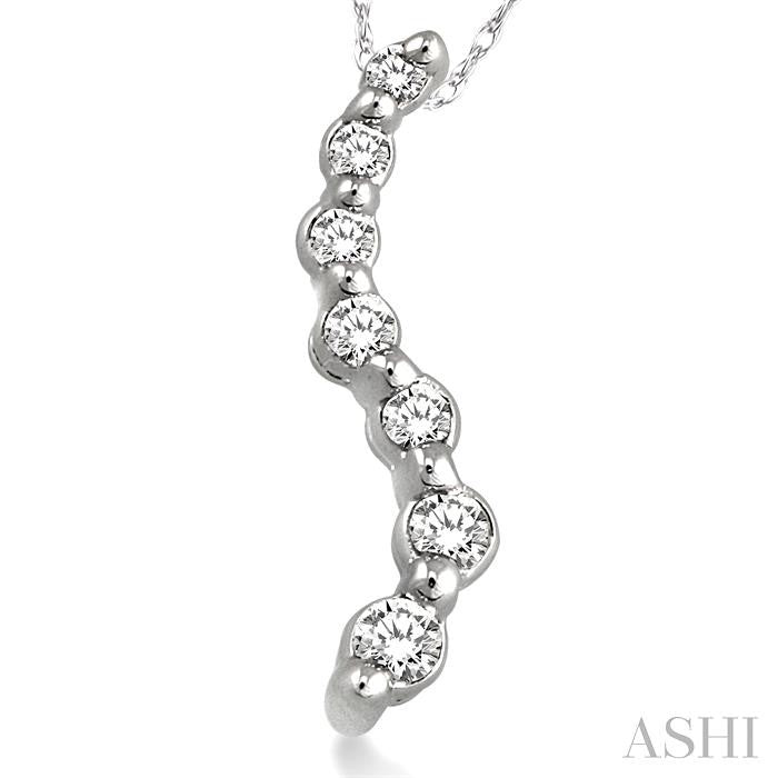1/10 Ctw Swirl Journey Diamond Pendant in 10K White Gold with Chain