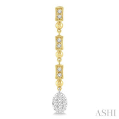 5/8 Ctw Oval & Bar Shape Lovebright Round Cut Diamond Earrings in 14K Yellow and White Gold