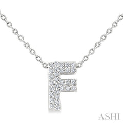 1/10 Ctw Bubble Accent Initial 'F' Round Cut Diamond Fashion Pendant With Chain in 10K White Gold