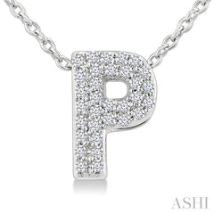1/10 Ctw Bubble Accent Initial 'P' Round Cut Diamond Fashion Pendant With Chain in 10K White Gold