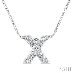 1/10 Ctw Bubble Accent Initial 'X' Round Cut Diamond Fashion Pendant With Chain in 10K White Gold