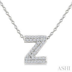 1/8 Ctw Bubble Accent Initial 'Z' Round Cut Diamond Fashion Pendant With Chain in 10K White Gold