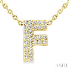 1/10 Ctw Bubble Accent Initial 'F' Round Cut Diamond Fashion Pendant With Chain in 10K Yellow Gold