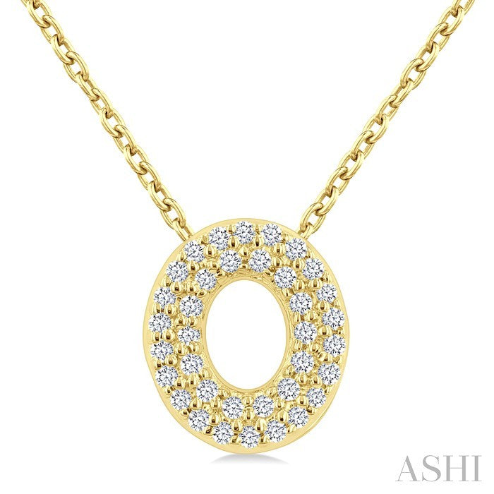 1/10 Ctw Bubble Accent Initial 'O' Round Cut Diamond Fashion Pendant With Chain in 10K Yellow Gold