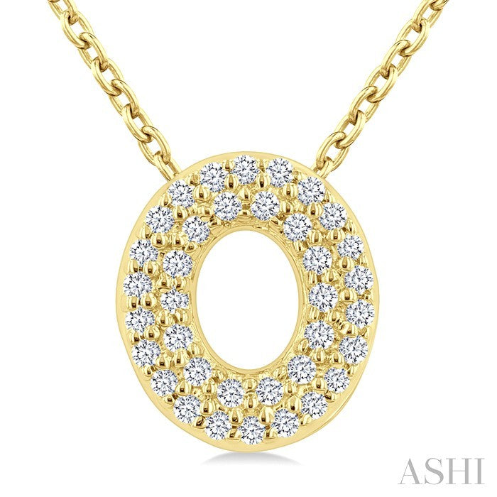 1/10 Ctw Bubble Accent Initial 'O' Round Cut Diamond Fashion Pendant With Chain in 10K Yellow Gold