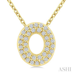 1/10 Ctw Bubble Accent Initial 'O' Round Cut Diamond Fashion Pendant With Chain in 10K Yellow Gold