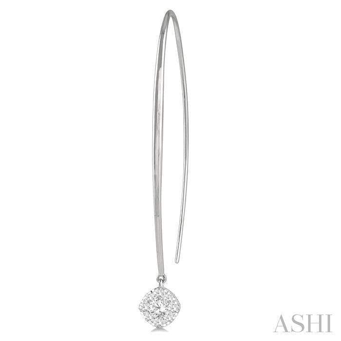 1/2 Ctw Cushion Shape Lovebright Round Cut Diamond Earring in 14K White Gold