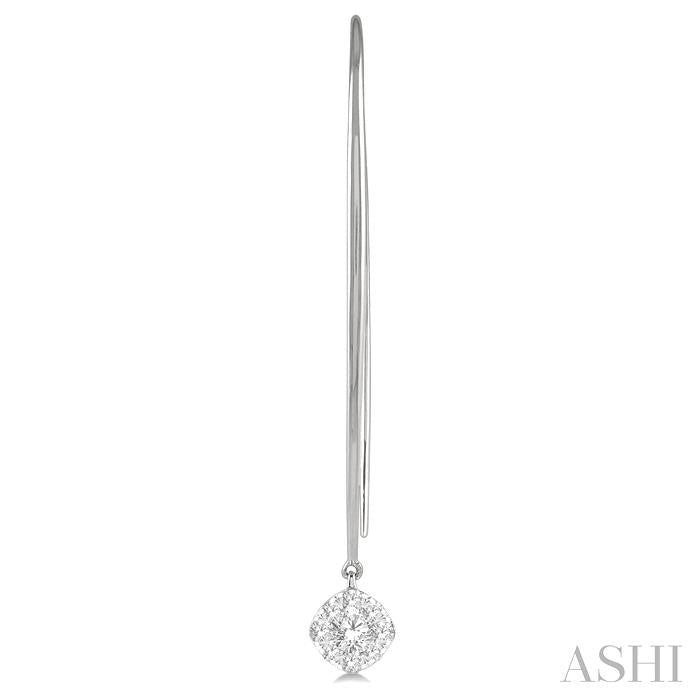 1/2 Ctw Cushion Shape Lovebright Round Cut Diamond Earring in 14K White Gold
