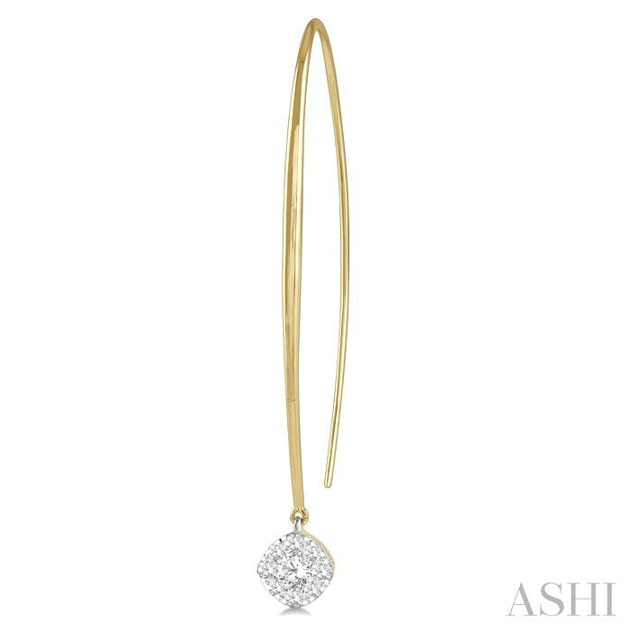 1/2 Ctw Cushion Shape Lovebright Round Cut Diamond Earring in 14K Yellow & White Gold
