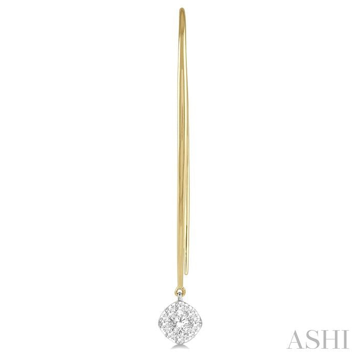 1/3 Ctw Cushion Shape Lovebright Round Cut Diamond Earring in 14K Yellow & White Gold
