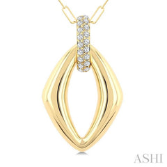 1/4 Ctw Open Window Marquise Shape Round Cut Diamond Fashion Pendant With Chain in 14K Yellow Gold