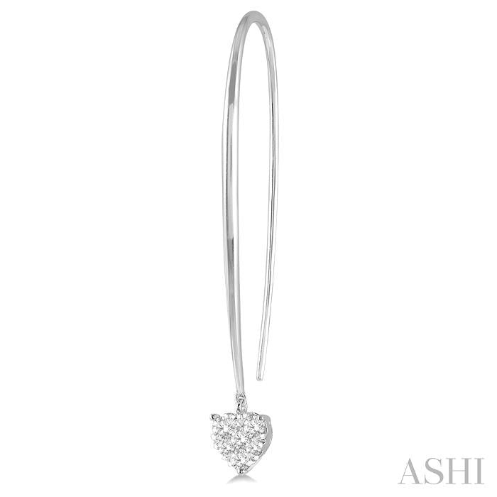 1/2 Ctw Heart Shape Lovebright Round Cut Diamond Earring in 14K White Gold