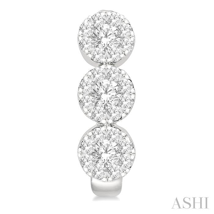 7/8 Ctw Lovebright Round Cut Diamond Half Hoop Earring in 14K White Gold