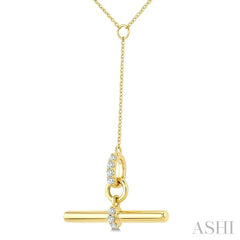 1/10 Ctw Round Cut Diamond T-Bar Fashion Necklace in 10K Yellow Gold