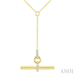 1/10 Ctw Round Cut Diamond T-Bar Fashion Necklace in 10K Yellow Gold