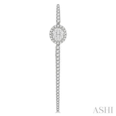1 Ctw Oval Shape Accent Lovebright Round Cut Diamond Long Earring in 14K White Gold