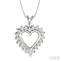 1/2 Ctw Round Cut Diamond Heart Pendant in 14K White Gold with Chain