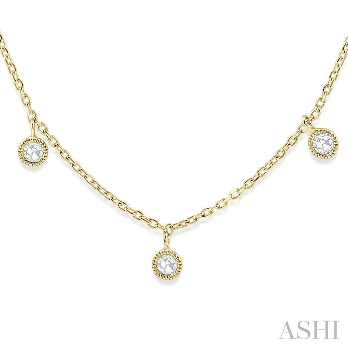 1/2 Ctw Circular Accent Rose Cut Diamond Station Necklace in 14K Yellow Gold
