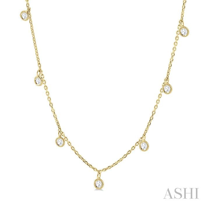 1/3 Ctw Circular Accent Rose Cut Diamond Station Necklace in 14K Yellow Gold