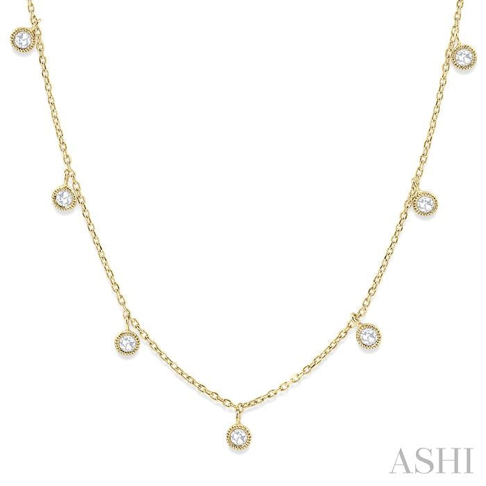 1/3 Ctw Circular Accent Rose Cut Diamond Station Necklace in 14K Yellow Gold