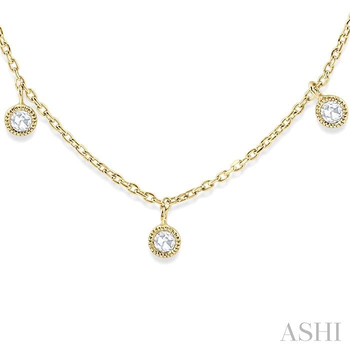 1/3 Ctw Circular Accent Rose Cut Diamond Station Necklace in 14K Yellow Gold