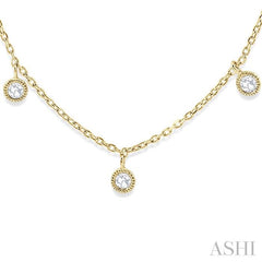 1/3 Ctw Circular Accent Rose Cut Diamond Station Necklace in 14K Yellow Gold