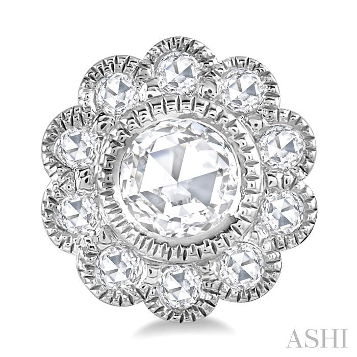 1/2 Ctw Rose Cut Diamond Fashion Earrings in 14K White Gold