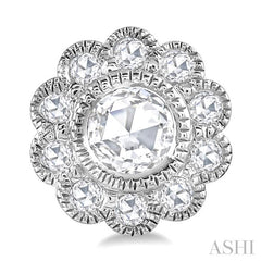 1/2 Ctw Rose Cut Diamond Fashion Earrings in 14K White Gold