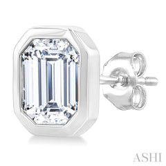 3/8 Ctw Emerald Pie Cut Diamond Fashion Stud Earring in 14K White Gold