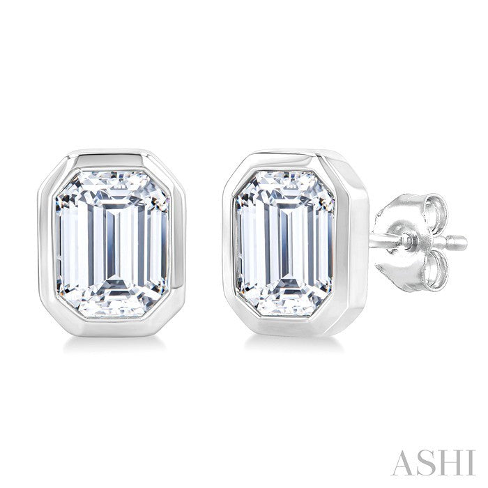 3/8 Ctw Emerald Pie Cut Diamond Fashion Stud Earring in 14K White Gold