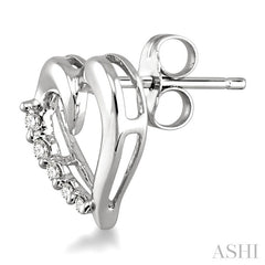 1/8 Ctw Round Cut Diamond Journey Earrings in 10K White Gold