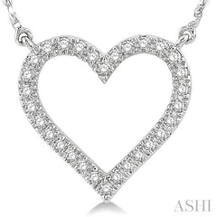 1/6 Ctw Heart Shape Round Cut Diamond Pendant With Chain in 10K White Gold