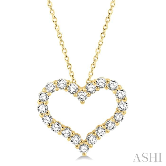 2 Ctw Heart Shape Round Cut Diamond Pendant With Chain in 14K Yellow Gold