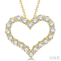 2 Ctw Heart Shape Round Cut Diamond Pendant With Chain in 14K Yellow Gold