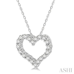 1/4 Ctw Heart Shape Round Cut Diamond Pendant With Chain in 14K White Gold