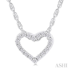 1/20 Ctw Heart Shape Round Cut Diamond Pendant With Chain in 14K White Gold
