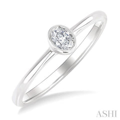 1/6 Ctw Petite Bezel Set Oval Cut Diamond Fashion Ring in 10K White Gold