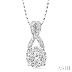1/4 Ctw Lovebright Round Cut Diamond Pendant in 14K White Gold with Chain