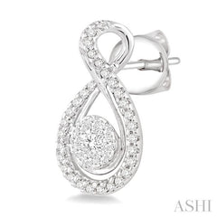 1/2 Ctw Lovebright Round Cut Diamond Earrings in 14K White Gold
