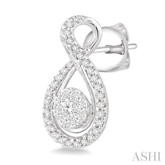 1/2 Ctw Lovebright Round Cut Diamond Earrings in 14K White Gold