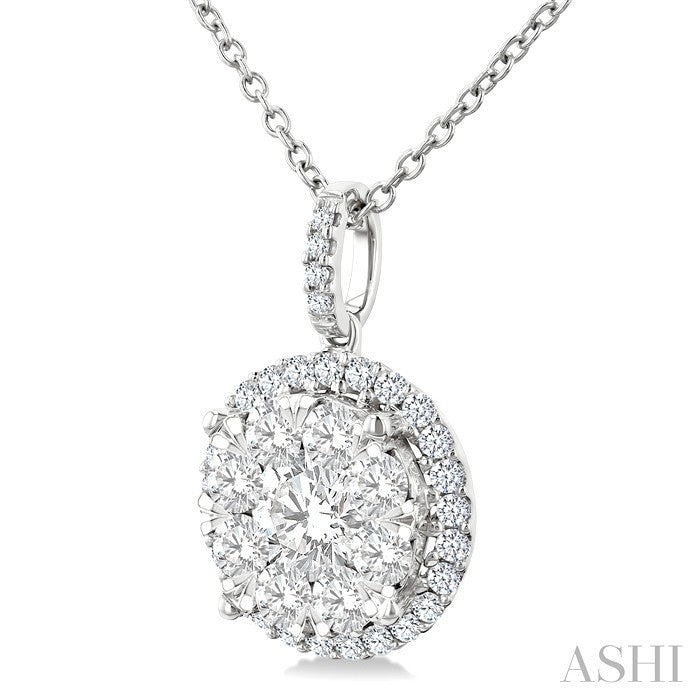 2 Ctw Lovebright Round Cut Diamond Pendant in 14K White Gold with Chain