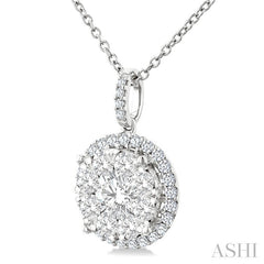 2 Ctw Lovebright Round Cut Diamond Pendant in 14K White Gold with Chain