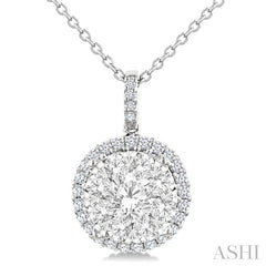 2 Ctw Lovebright Round Cut Diamond Pendant in 14K White Gold with Chain