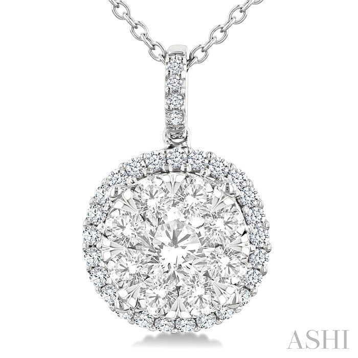 2 Ctw Lovebright Round Cut Diamond Pendant in 14K White Gold with Chain