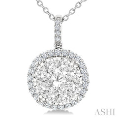 2 Ctw Lovebright Round Cut Diamond Pendant in 14K White Gold with Chain