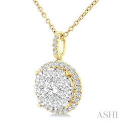2 Ctw Lovebright Round Cut Diamond Pendant in 14K Yellow and White Gold with Chain