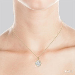 2 Ctw Lovebright Round Cut Diamond Pendant in 14K Yellow and White Gold with Chain