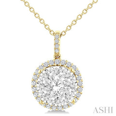 2 Ctw Lovebright Round Cut Diamond Pendant in 14K Yellow and White Gold with Chain